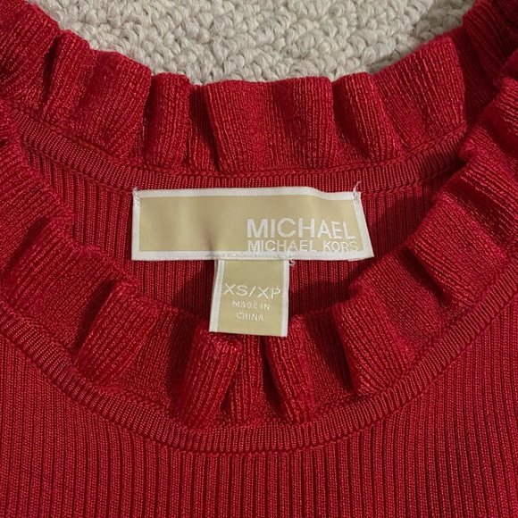 MICHAEL KORS Red Ribbed Knit Dress, Size XS - Picture 8 of 8